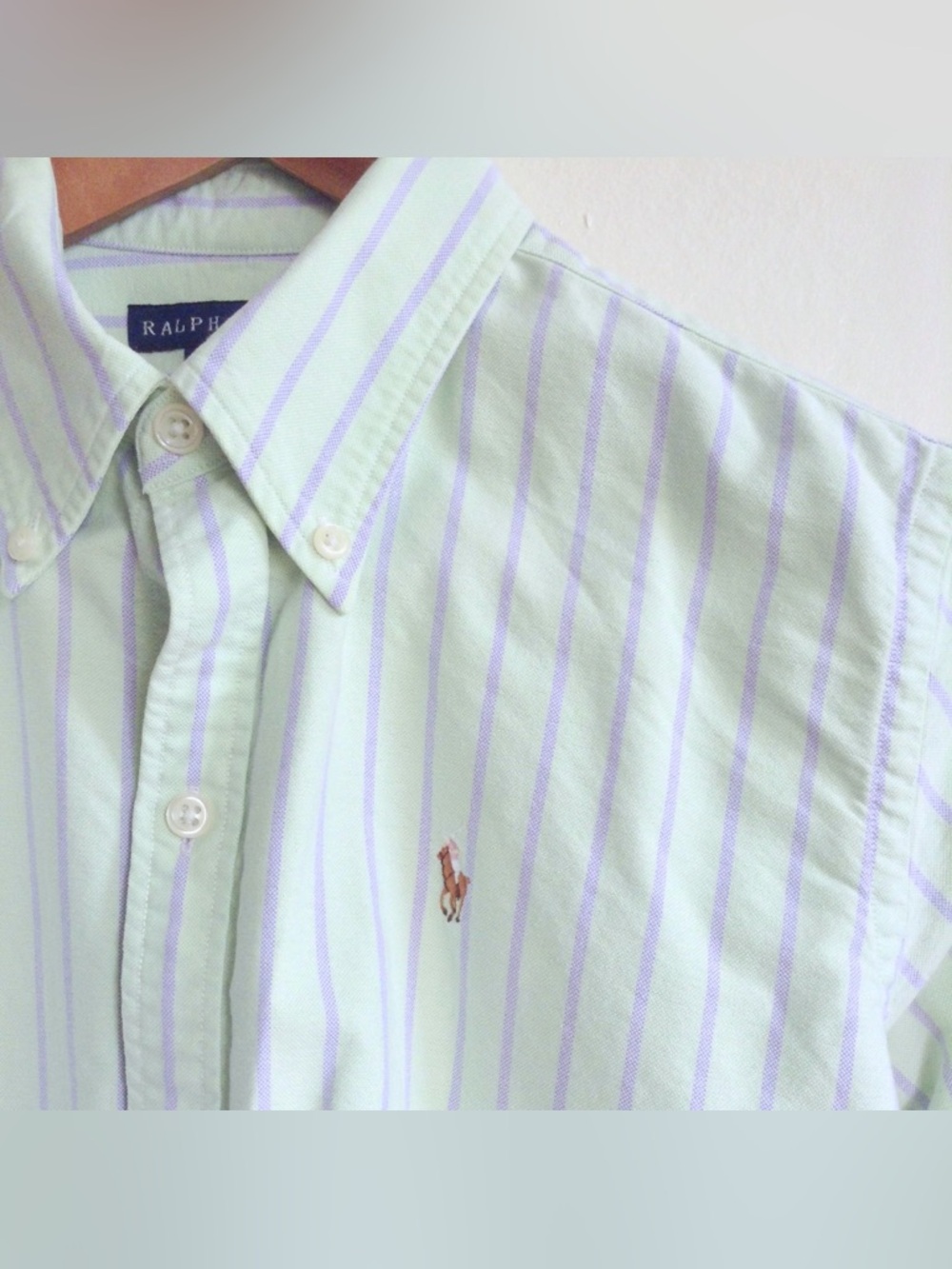 Ralph Lauren Mint Green & Lavender Striped Button-Down Shirt - Picture 6 of 11